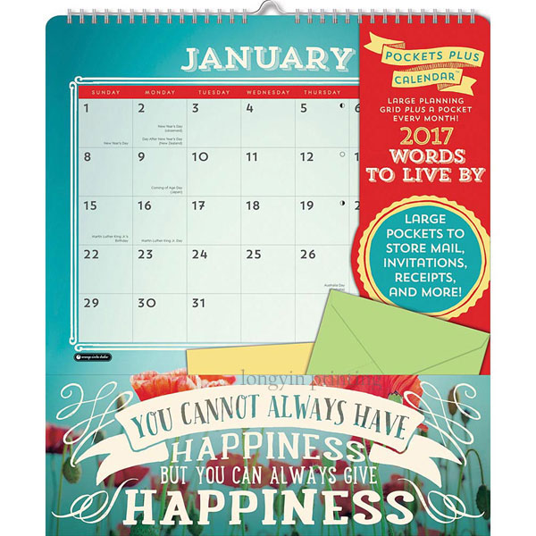 Exquisite Calendar Printing,2017 Wall Calendar Printing