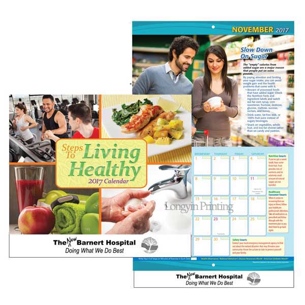 Living Healthy Calendar Printing,2017 Wall Calendar Printing