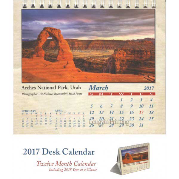 National Park Calendar Printing,2017 Desk Calendar Printing